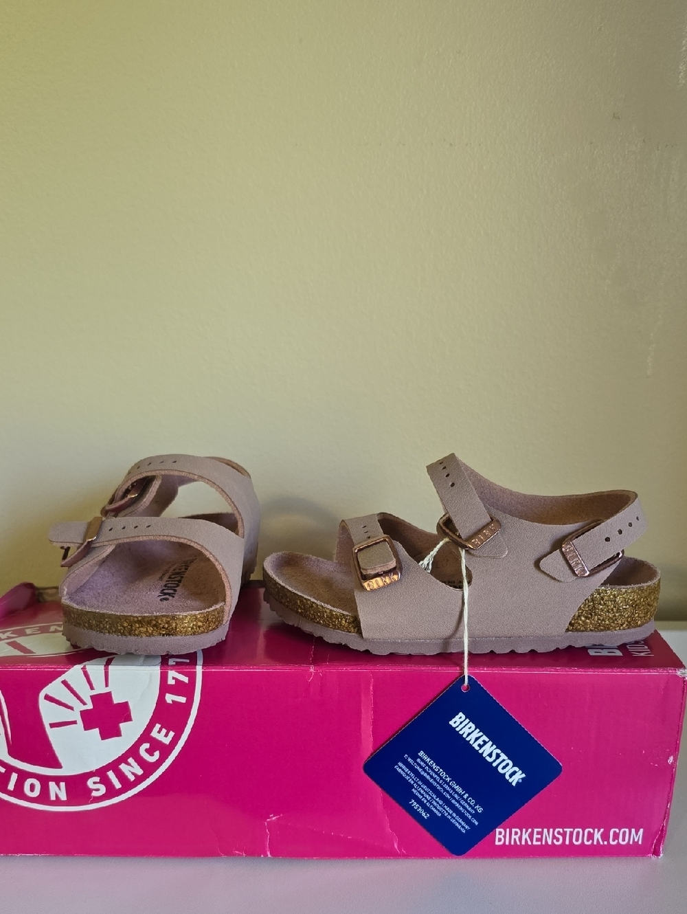NIB Birkenstock Roma Kids Leather Adjustable Cork Sandals Size 25 US K 7.0